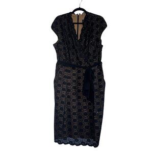 Black Lace Nude Illusion Cocktail/Evening Dress with pockets